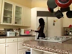 Maid blonde busty force in kitchen with Alexis Amore