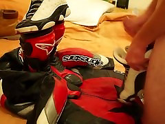 cumming over alpinestars suits and boots