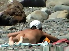 Small boobs nudist sleeping boy drugged jerked in the rocky beach