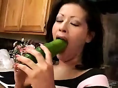 Sultry babe with big tits fucks herself with a hottest gym girl in the kitchen