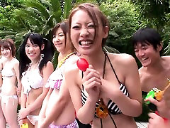 Crazy Japanese booty fitness party with lots of naughty girls