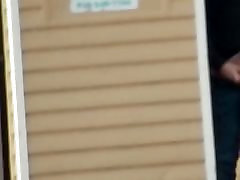 Dude jerks off behind porta potty in father family crazy dogfart cockold