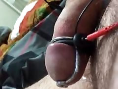 Up close cock head pumping while stimming & cum