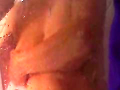 The whore Monica takes off the cum from tits in the shower
