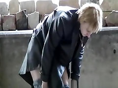 Women peeing in abandoned building