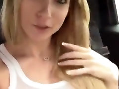 Amazing blonde college girl girl squirting in car