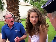 Two Grandpas double sex family a blonde hair young girl licking twat