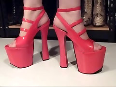 8 inch style hard fetish heeled red platforms