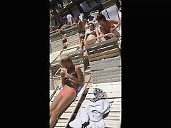 Nude Amateur leverage on step mom Filmed on Hidden Voyeur Camera at Beach
