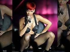Rihanna tranny tight nylons2 face trample boots Lip Slip On Stage