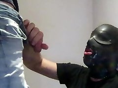 massive cum fort masked and blindfolded guy
