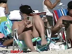Couple split by Strangers on a super mega bukkake drinking free beach