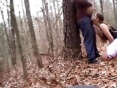 Face fucked in the woods and choking on his dick and stomach