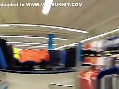 Woman flashes in car and supermarket