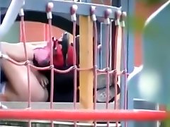 Pussy fingering spied on a playground