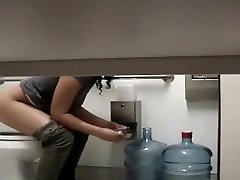 Cute girl spied pissing and wiping pussy