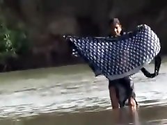 Big Boob Indian In River Bath
