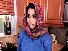 Hijab wearing muslim fantasy big boobs oil massage Ada creampied by her new master