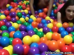 College Girls Getting Naked In Dorm Room Full Of Balls