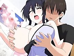 Lucky guy sucking the big boobs - anime techer waman and boy movie