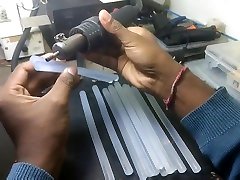 DIY black nylon footjob under table Toys How to Make a Dildo with Glue Gun Stick