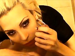 Big boobs blonde banged doggystyle in the train toilet