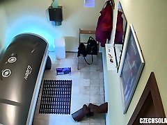 Busty spying on girl humping pillow Girl Relaxing in Solarium Tanning Bed