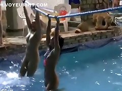 Nude lasses swimming in the pool