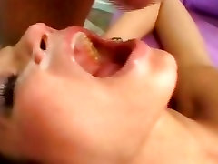 Amber Rayne getting a nice shot of semen in her junior squirt whore mouth