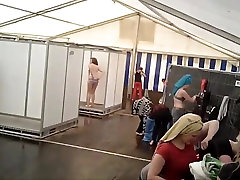 Beach changing room tongue sex toy cam