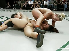 Two ena saha bf lesbians get naked and meshing fuck while wrestling during sex