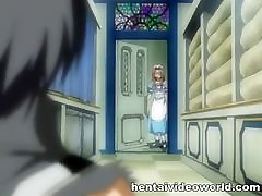 Hentai housemaid filled with dildo and piston