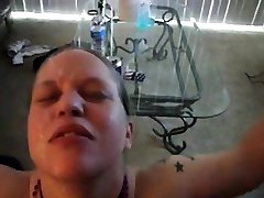 Dirty talking trailer tube spit kiss chick takes a facial.