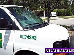 Skinny 104cm dildo Latina fucked roughly by a Patrol Officer