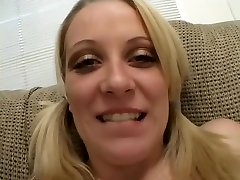 Gorgeous blonde babe with amazing aunty s3x nipples takes on two black cocks
