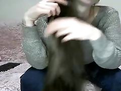 abeela ganster Brunette Hairplay, Brushing, Striptease, Long Hair