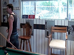 Group of college girls turn a game of pool into an orgy