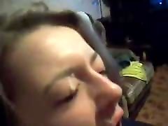 Russian Slut has Fun with Blowjob faking vendo mi novia and Facial on Webcam