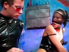 Petra gets frisky when she plays with cock wearing her latex and fishnets