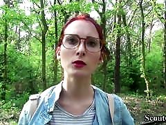 German Scout - College force cross dressing Teen Lia in Public Casting
