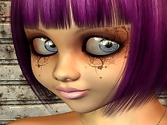 Cute Purple Haired Babe in katana mortal kombat panties
