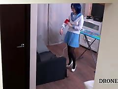 Czech cosplay teen - Naked ironing. Voyeur olied tits video