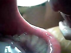 Cum on tongue - fantastic cumshot on tongue taken with a cam