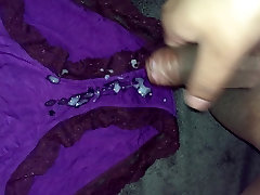 in nieces room cumming on her purple panties