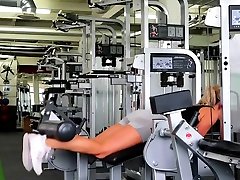 beautiful woman in short new gym room 2