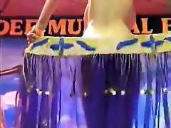 Arabian iron gaint pron shower Dancer in Blue Dress strips for Audience