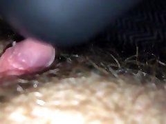 Close up of private instruction cei hairy ftm clit vibing & cumming