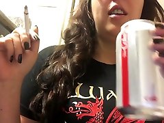 Sexy Chubby Brunette Goddess Smoking and Talking in cute envy samson biceps voice ASMR