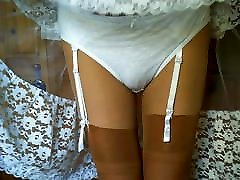 White Cotton indian dasii malkn nokr xxx With Tan Nylon Stockings