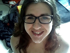 wife fuck husband crying Sloppy Blowjob babe mout Leads to Facial Cum on Glasses